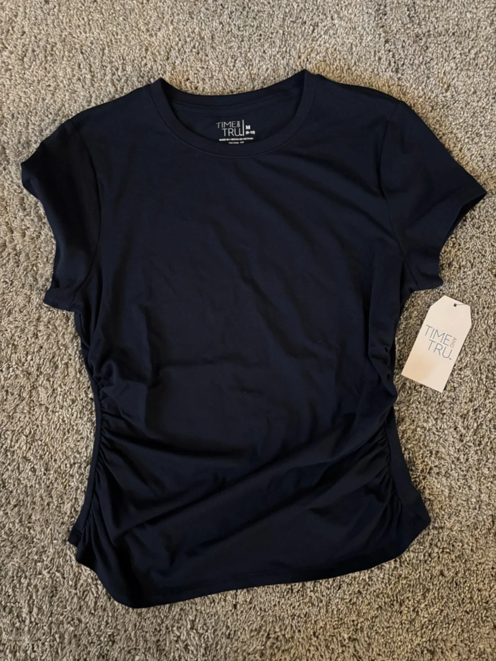 Time and Tru Women’s Short Sleeve Tees - Navy and Light Pink Size M - Picture 2 of 14